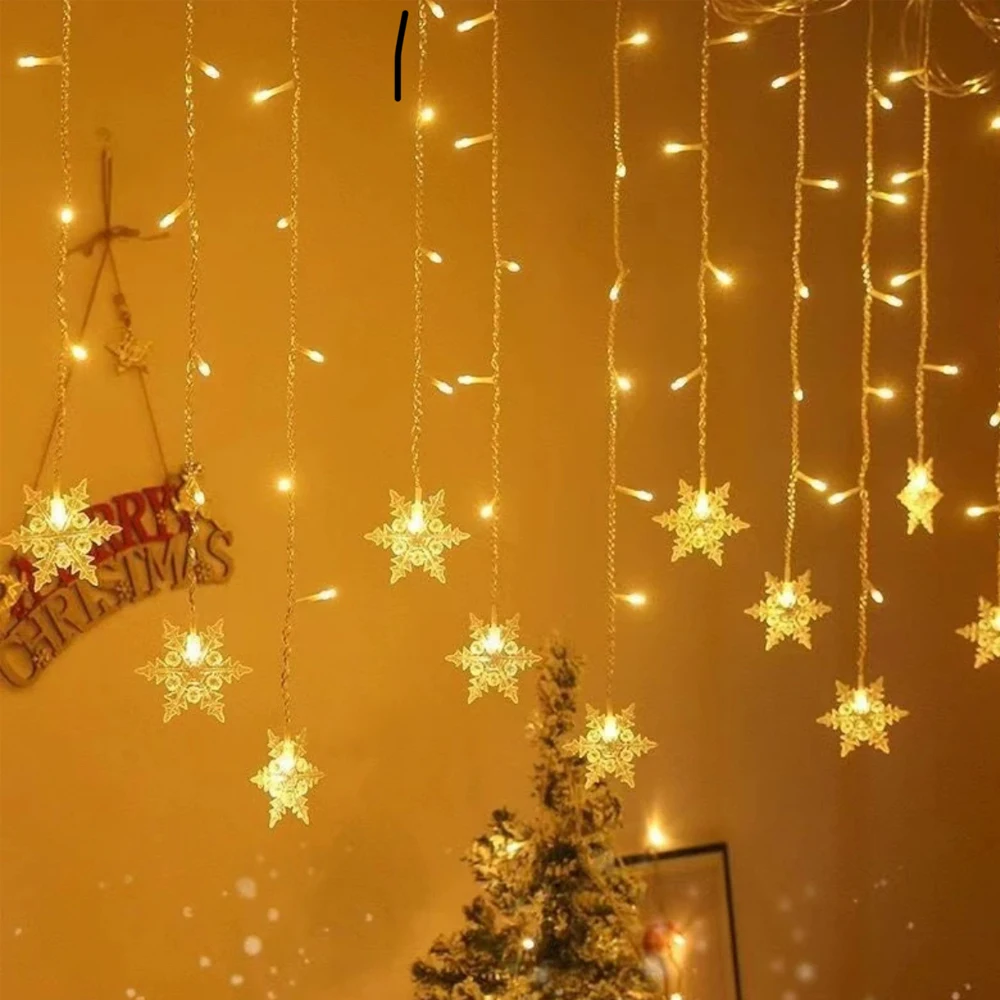 3.5M 5M Snowflake LED String Light EU US UK AU Plug Kit RGB Warm White Blue Purple Yellow 96 216 LEDs/M Christmas Curtain Decor