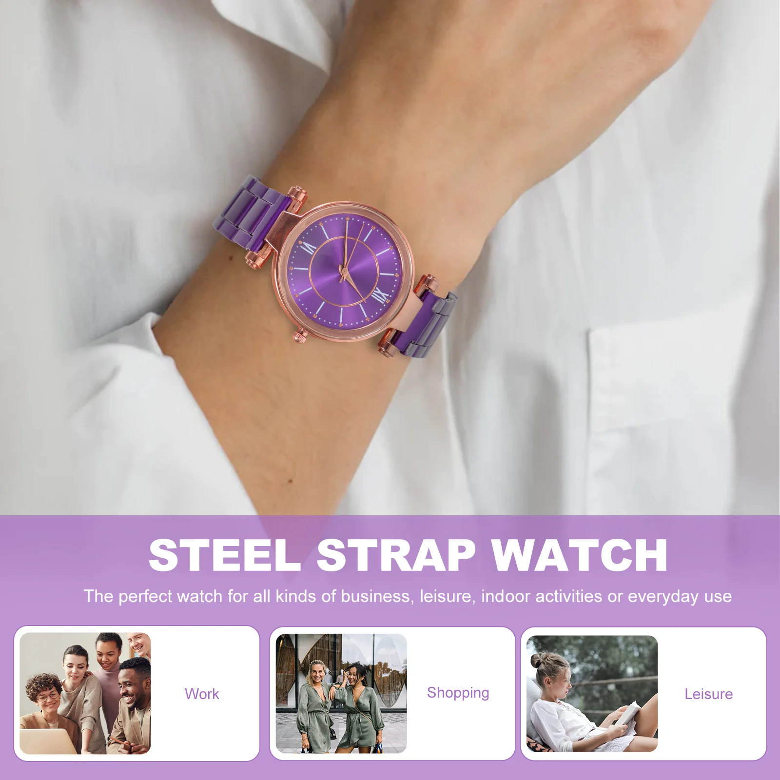 ساعة يد كوارتز بأسلوب بسيط للنساء مقاومة للخدوش والارتداء بمينا عالي الوضوح وإكسسوارات أنيقة