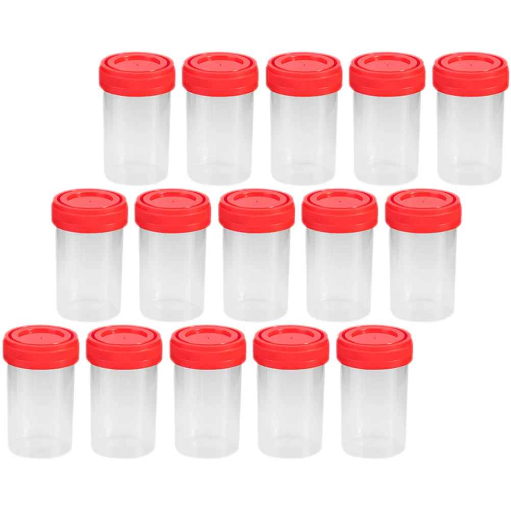 15 Pcs Sampling Cup Urine Fluid Sample Container Laboratory Cups Specimen with Lids Ovulation Screw Pee Plastic for Man Bottle