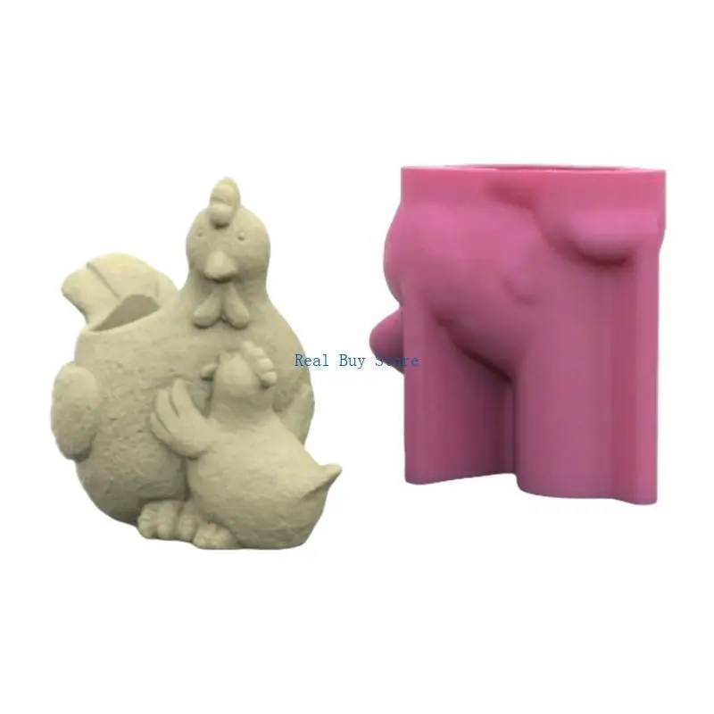 

U13D Flowerpot Mould Vase Molds Hen Silicone Flowerpot Molds Epoxy Resin Mold Pen Storage Holder Molds for Crafting
