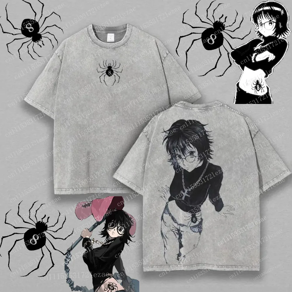 Shizuku Murasaki Phantom Troupe Double Printed Vintage Washed Tee Unisex Oversize Heavyweight Cotton T-shirt Hunter X Hunter