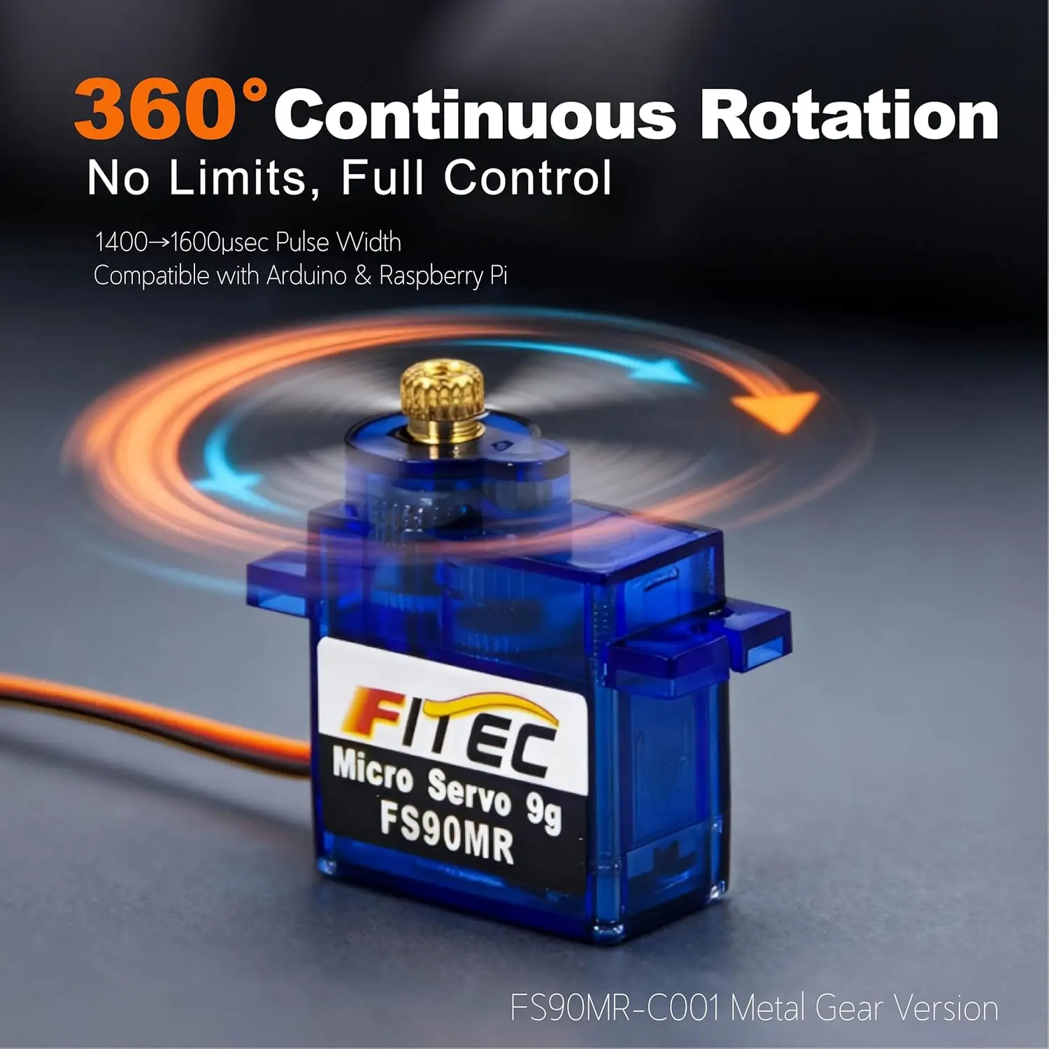 Feetech FS90MR Micro Servo 9g Metal Gear 360 Continuous Rotation Mini Motor Servos for Arduino RC Helicopter Airplane Car Robot