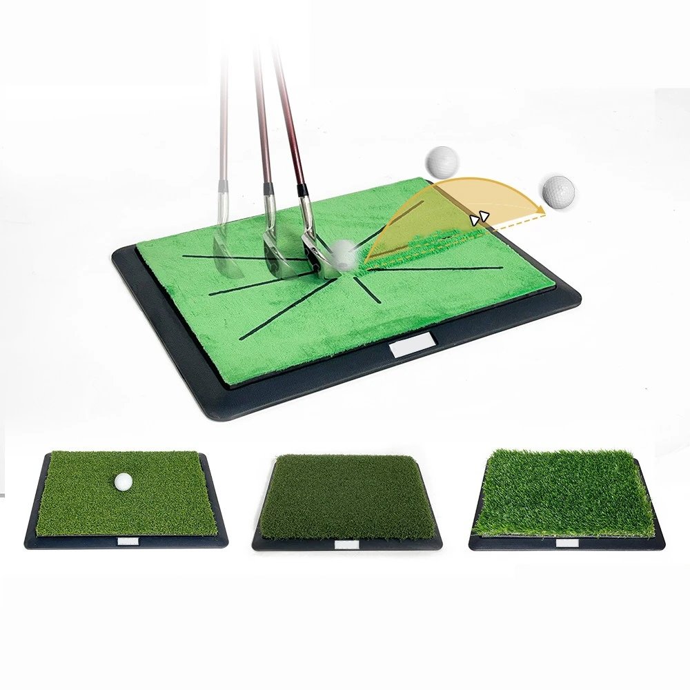 Golf Hitting Mat, Replaceable Rubber Sole Hitting Pad,  Swing Detection Swan Suede, Long Short TEE Grass, 4 in 1 Multifunctional