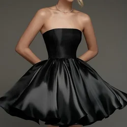 Simple Elegant Homecoming Dress A Line Strapless Prom Gowns Mini Backless Party Dresses New Arrival Vestidos De Fiesta