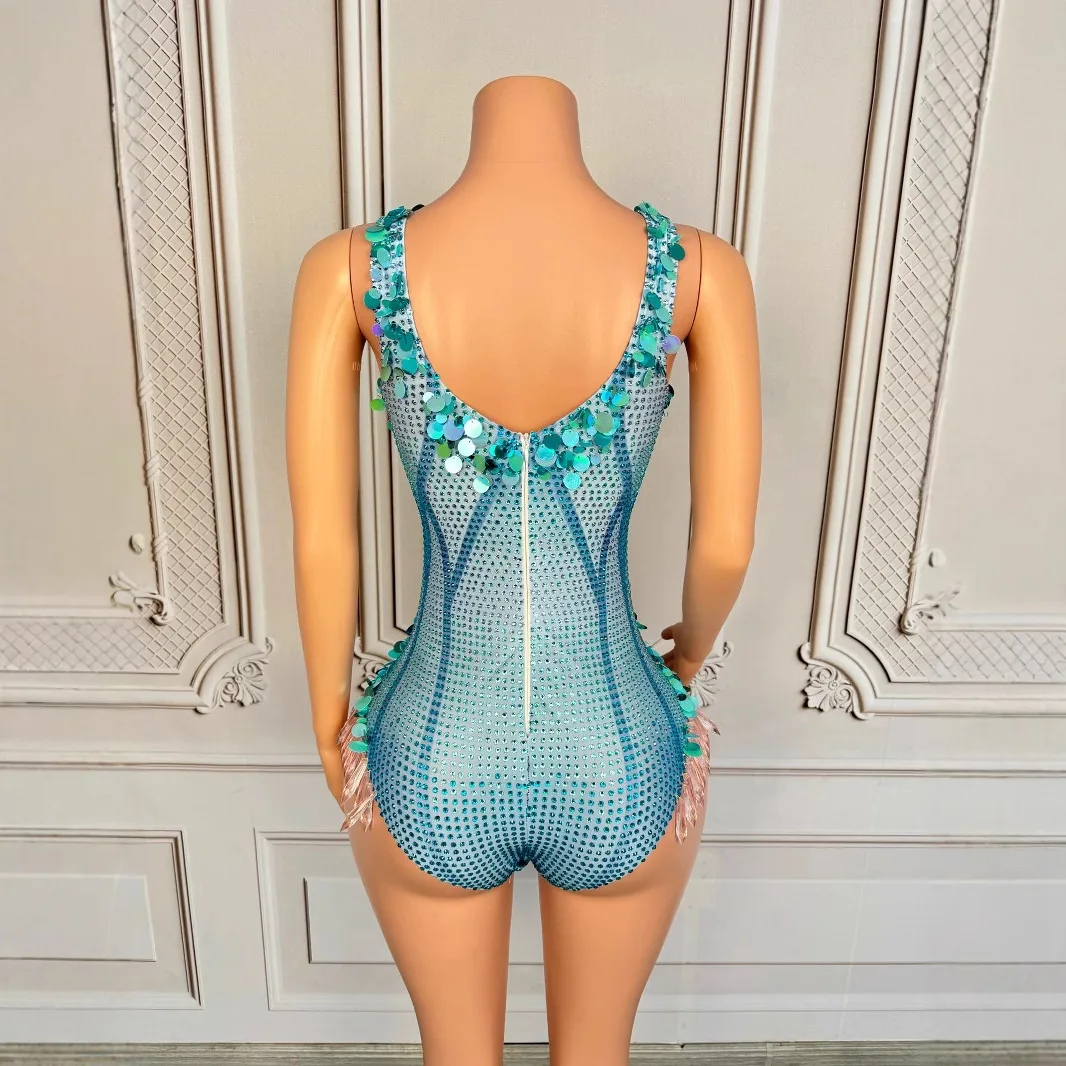 나이트 클럽 바 다이아몬드 슬링 프린지 Onesie 퍼플 블루 여성 가수 댄스 팀 여성 그룹 Vestidos Para Mujer Fiesta Elegante