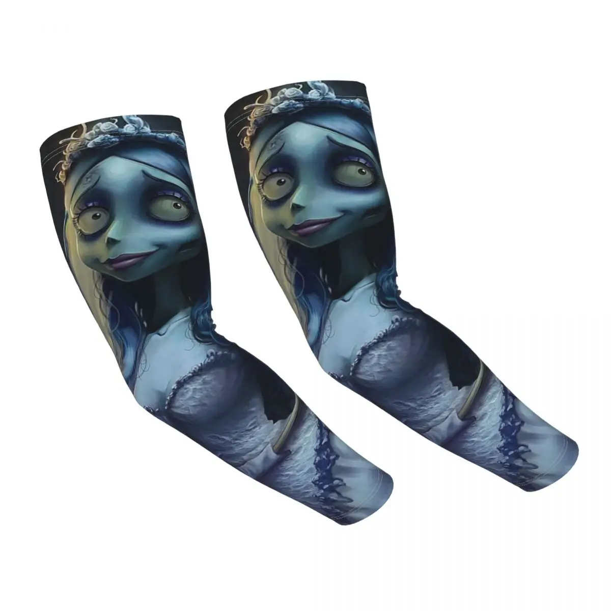 

Cool The Corpse Bride Эмили и Виктор Открытые нарукавники Защитный чехол от солнца и ультрафиолета Летние ледяные шелковые велосипедные татуировки на рукавах