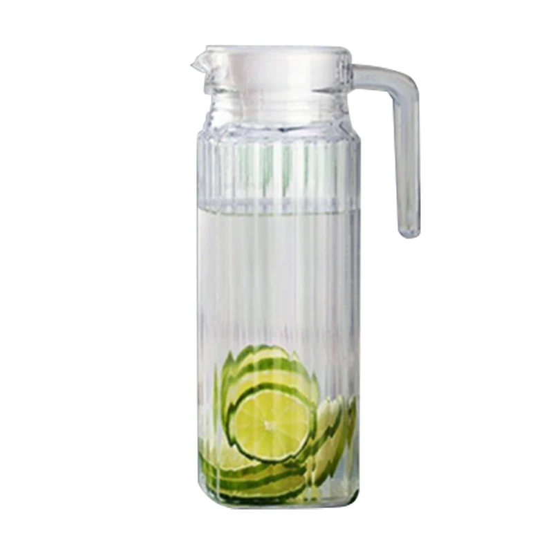 Pige Home 1.1L Xiangyue إبريق ماء بارد مخطط مربع إبريق زجاجي شفاف خالي من الرصاص #2