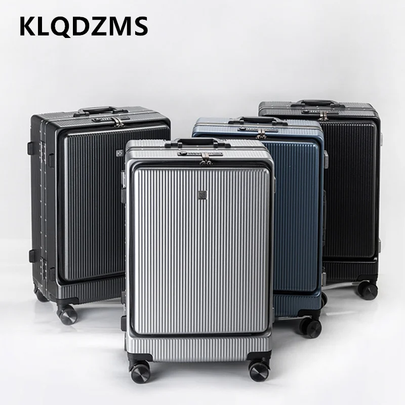 KLQDZMS equipaje marco de aluminio maleta de embarque de 20 pulgadas cubierta de carrito con apertura frontal bolsa de viaje con carga USB 24 "26 estuche de viaje para cabina