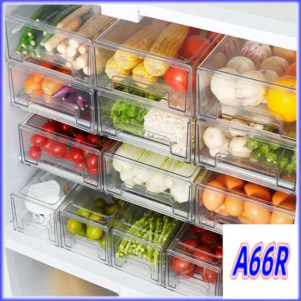 

RR-Drawer Refrigerator Storage Box Clear Food Storage Bin Fruit Vegatable Meat Freezer Fridge Stackable Kitchen Organizer