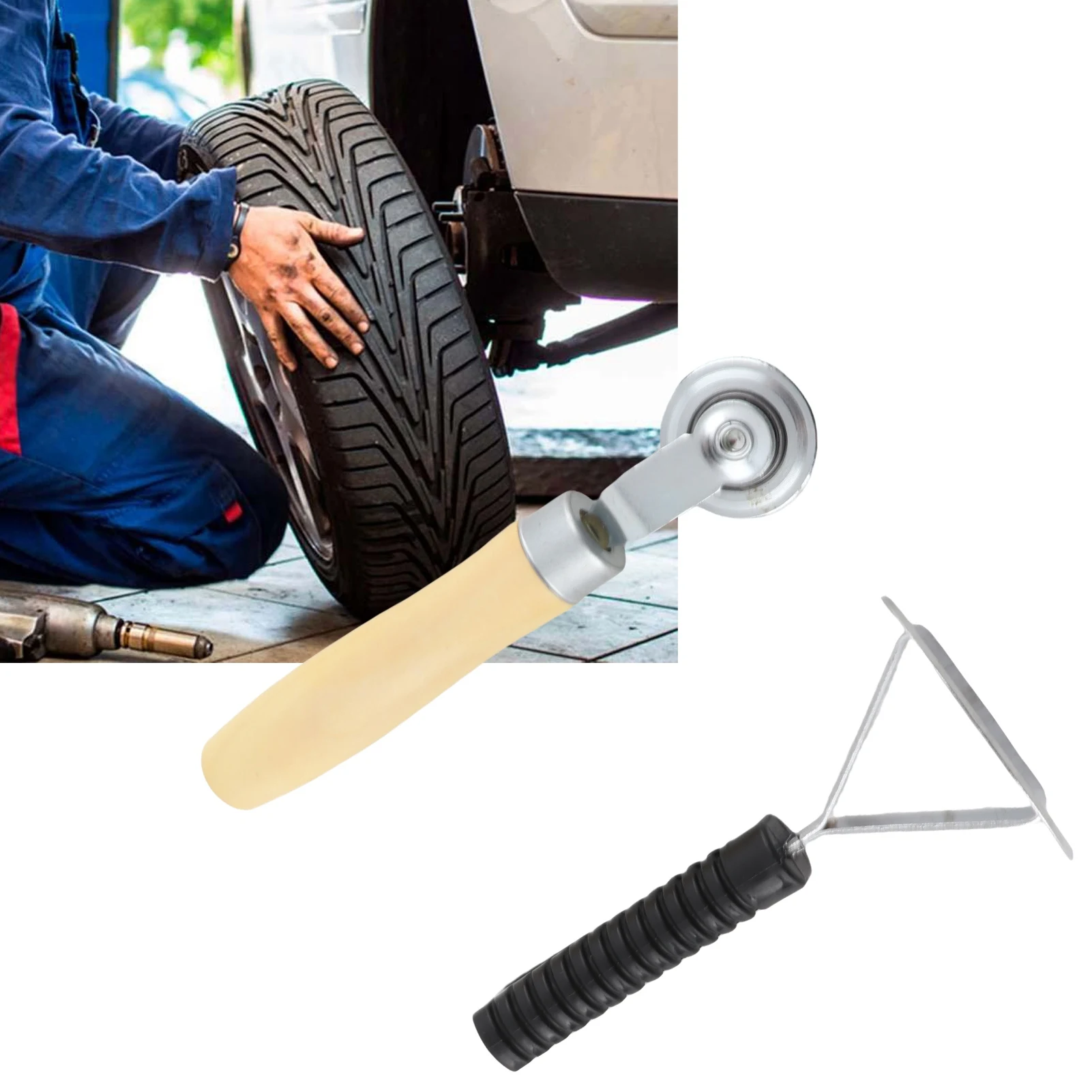 Kit di strumenti per la riparazione dei pneumatici, incluso rullo e raschietto di riparazione da 6 mm, toppa e rinforzo dei pneumatici, facile da usare, adatto per auto e motocicli