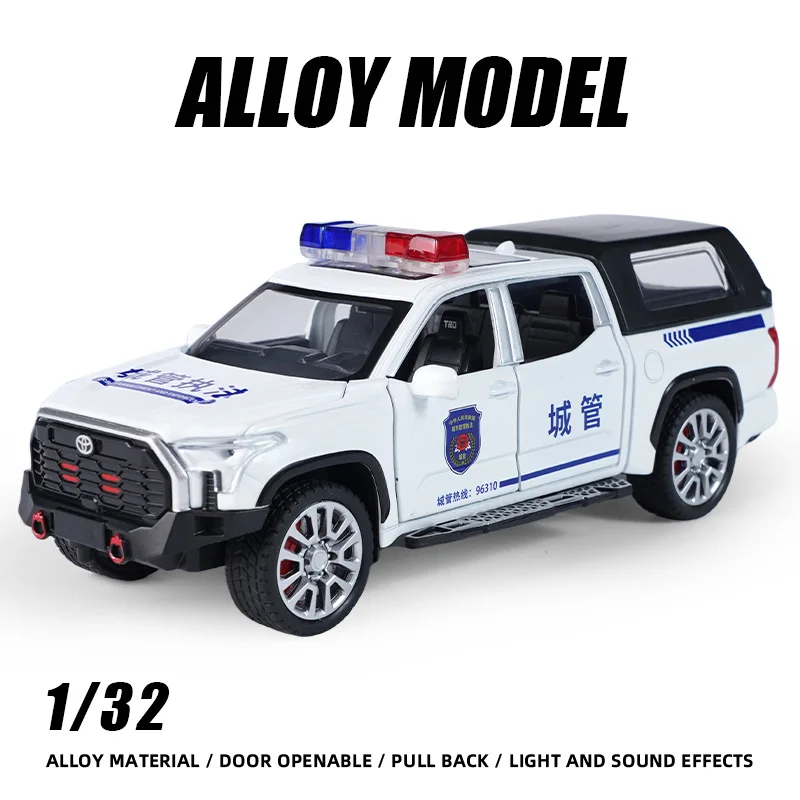 1:32 SUV Toyota Police highway alloy model Car simulated Sound Light Metal off-road vehicle Pull back collection birthday gift