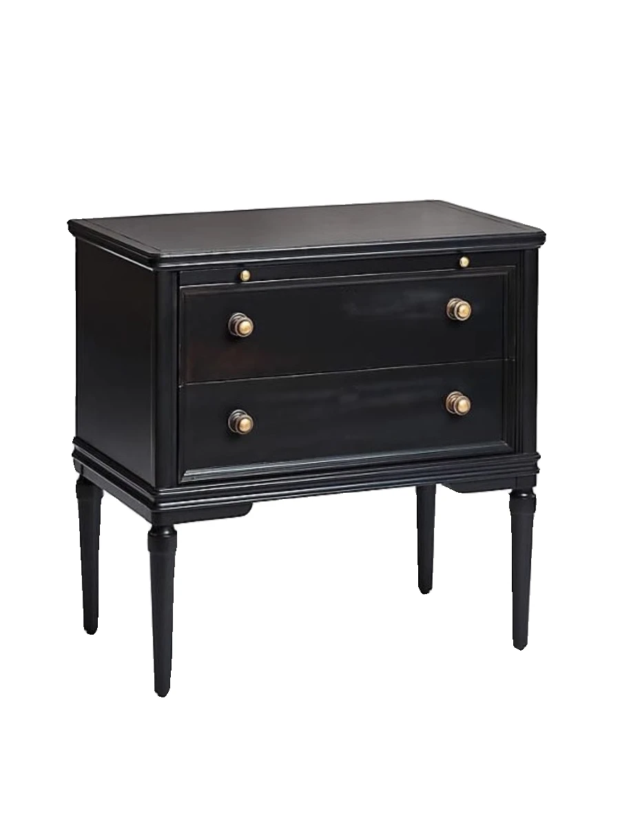 

American Light Luxury Retro Black Bedside Table Simple Modern Bedroom Solid Wood High Leg Bedside Cabinet