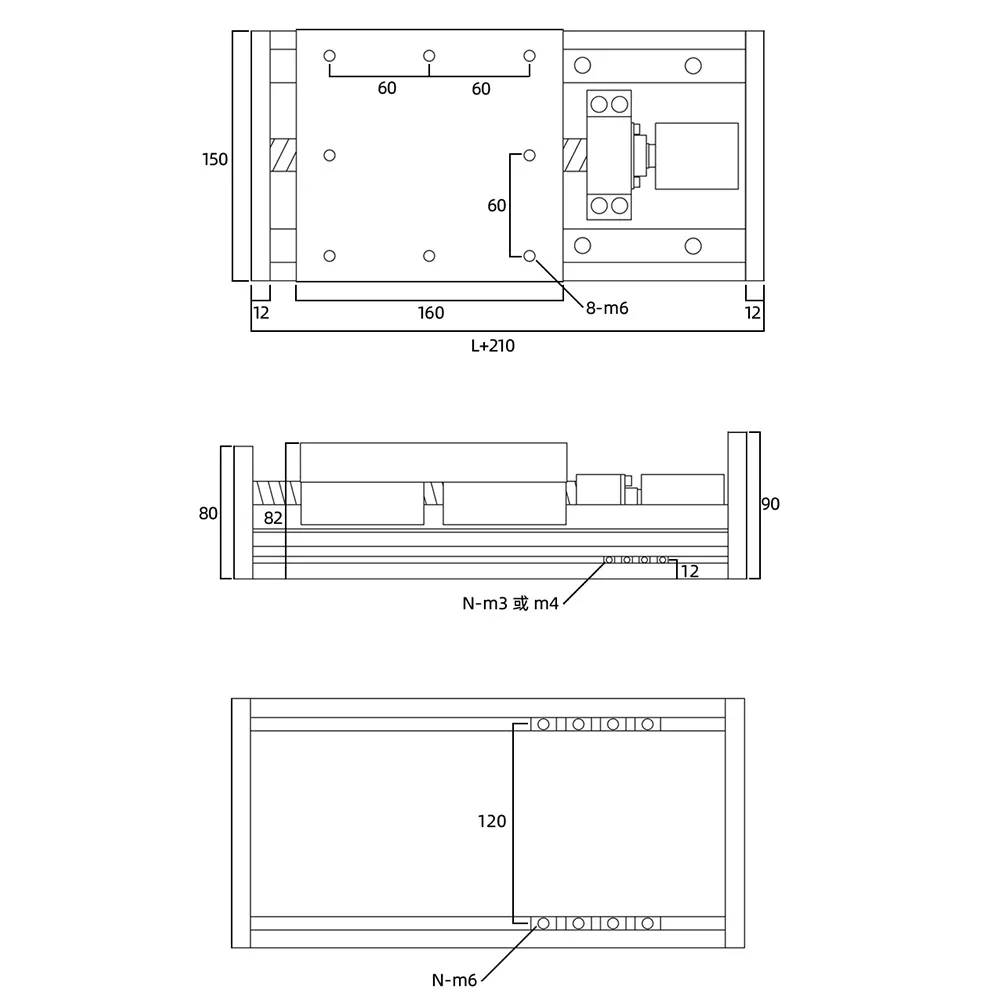 Imagem -05 - Cnc Heavy Load Precision Workbench Grande Carga Slide Módulo Trilho Linear Duplo Bola Parafuso Movimento Ferroviário Atuador Kgx150