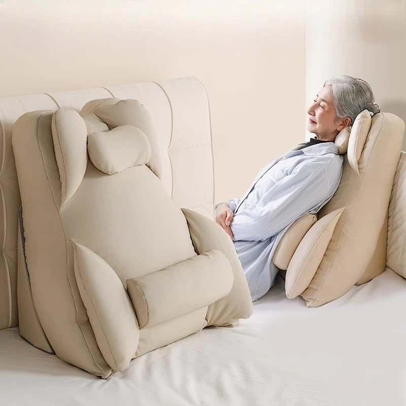 Bed Rest Leather Pillow Back Cushion with Wedge Ramp Anti-Reflux Positioning Support Comfortable Reading Nursing Cushion