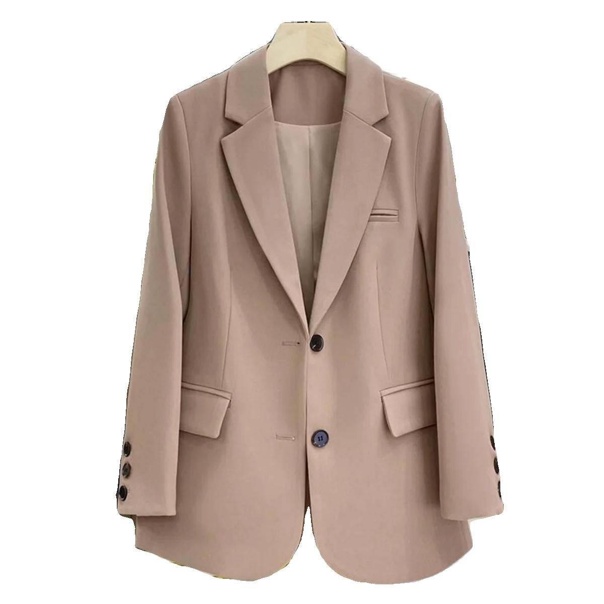 2023 가을 여성 패션 캐주얼 수트 폴리에스터 롱 슬리브 버튼업 단색 출퇴근용 슬레 레귤러 코트 자켓