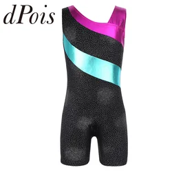 Kids Gymnastics Leotard for Girls Childs Dance Jumpsuit Teens Sleeveless Patchwork Ballet Dance Leotards Sports Unitard Bodysuit