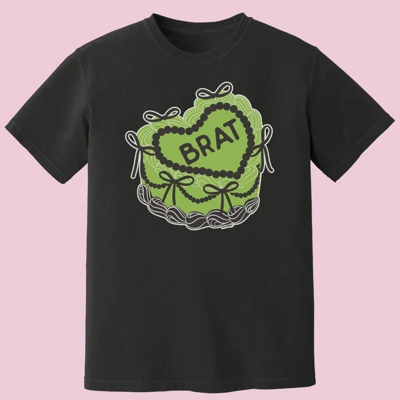 Cute Brat Green Cake T-Shirt Princess Pop Charli So Julia Girl Confusing Y2K Funny Retro Graphic Tee Terriblay Short Sleeve Tops