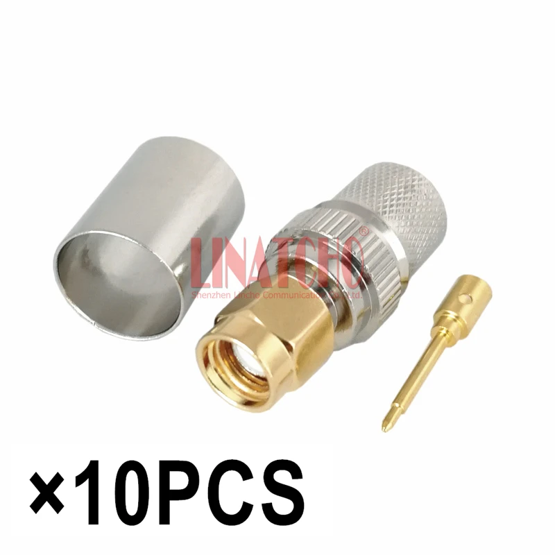 10PCS RF RG213 LMR400 7D-FB SYV-50-7 Coaxial Cable Crimp SMA Male Connector