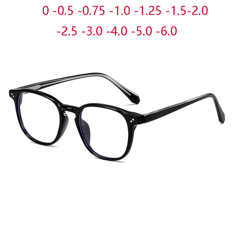 -0.5 -0.75 To -6.0 TR90 Square Customize Prescription Eyeglasses Women Men Anti-reflective Student Finished Glasses Nearsighted