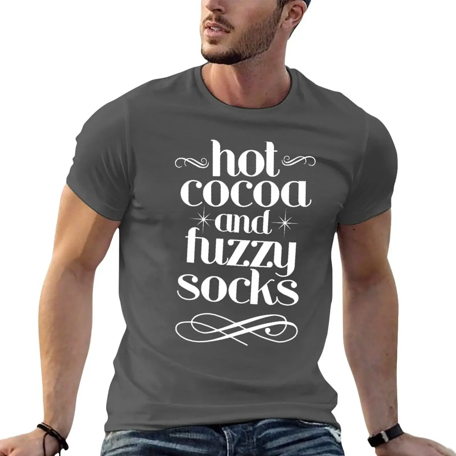 Hot Cocoa And Fuzzy Socks T-shirt boys animal print oversized mens graphic t-shirts anime