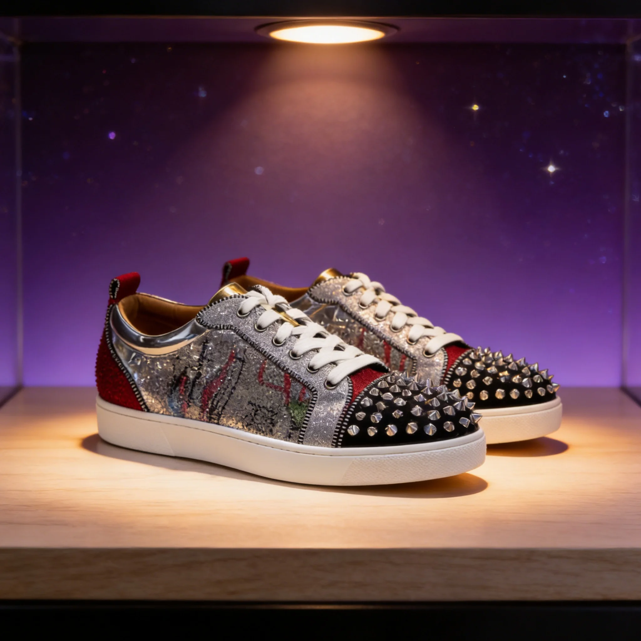 Rivets Luxury Sneakers Woman Man Lovers Print Sports Shoes Bag Set Fashion Spike Flat Heel Lace Up Female Casual Zapatillas 2026