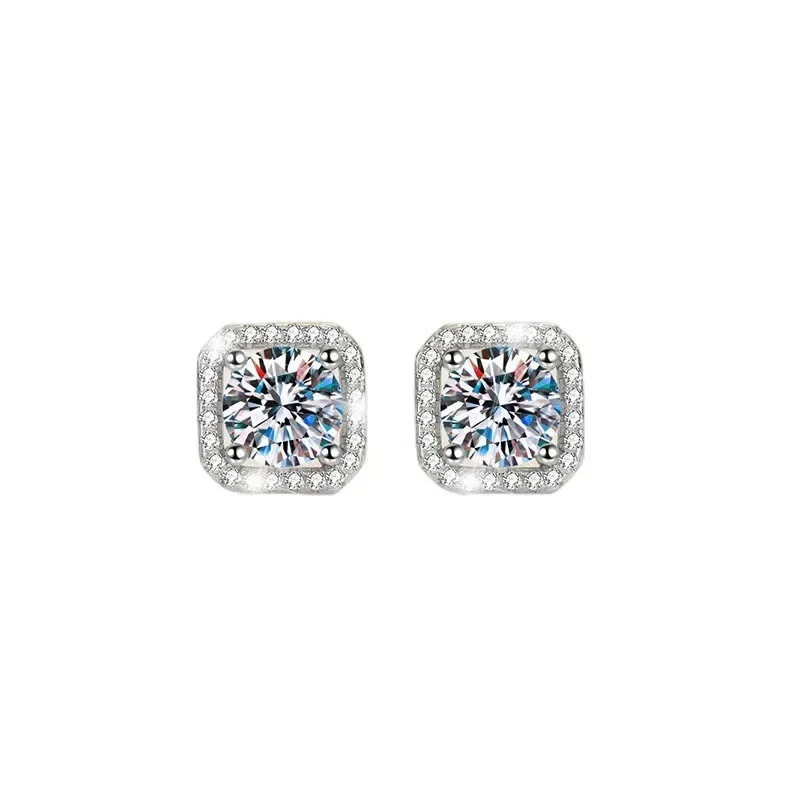 Diamond Mosonite Square Bag Earrings, Fashionable Gift