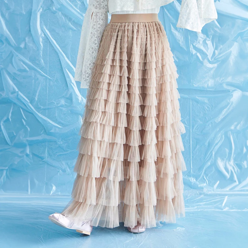 Women Chic Long A-Line Skirt in Black Pink Khaki Blue Students Y2K Korean Fashion femme Summer 2024 On Trend Midi Skirts length