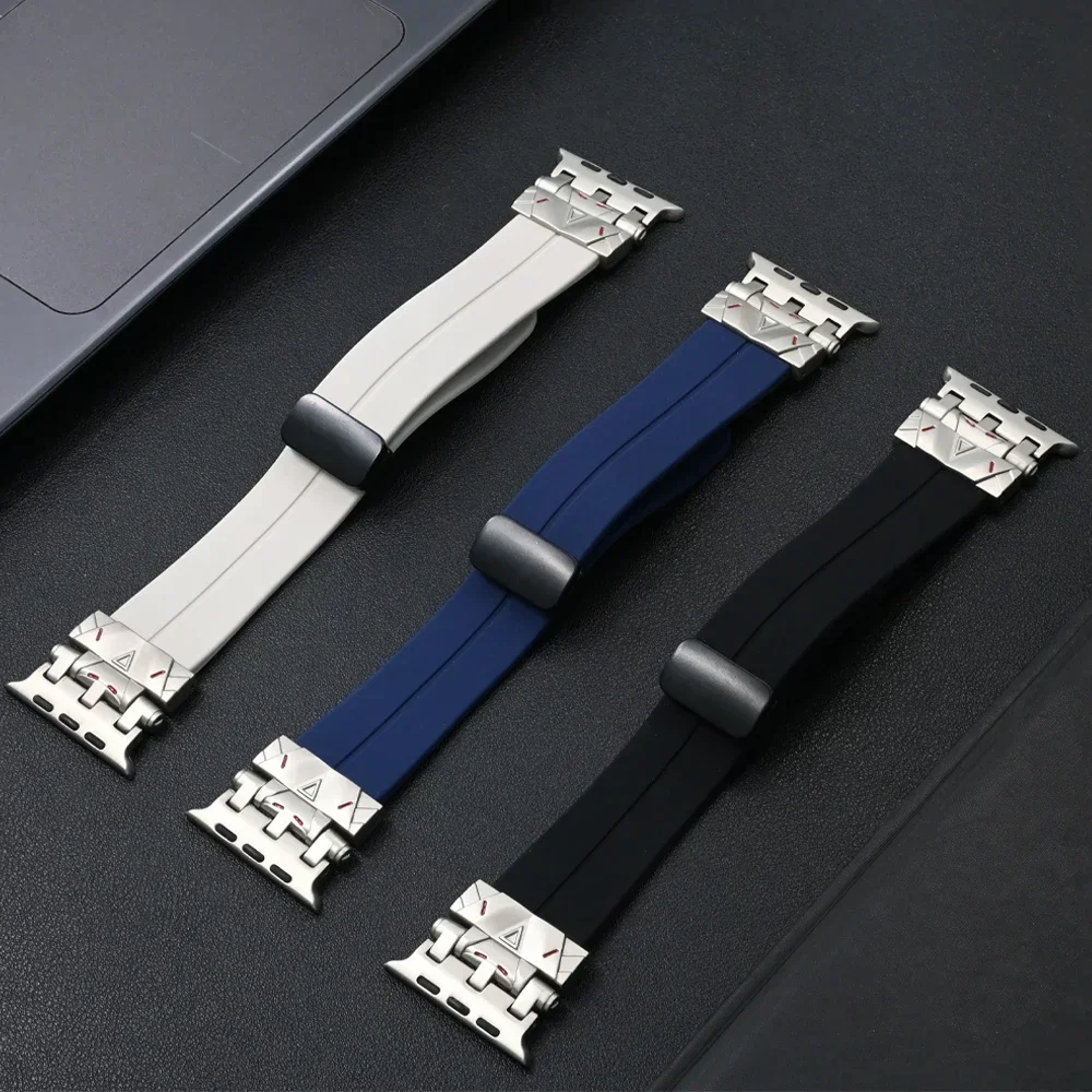 

Ремешок силиконовый магнитный для Apple Watch 10 46 мм 45 мм 44 мм, спортивный браслет для iWatch Ultra 2 49 мм Series 9 8 7 6 5 Se 4