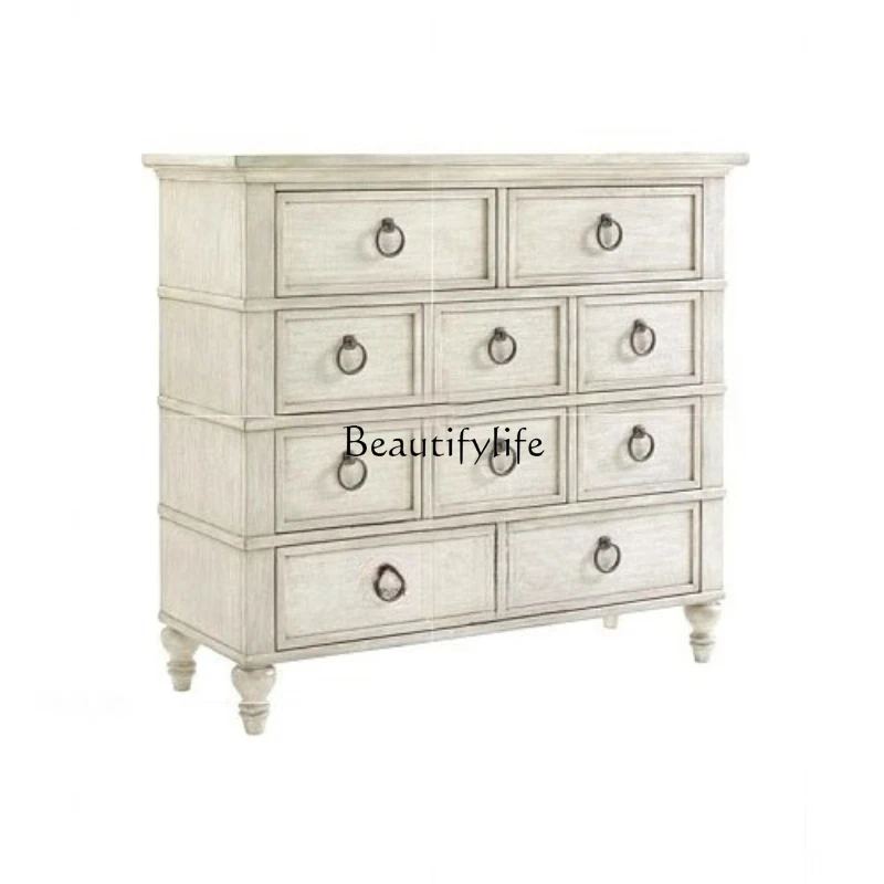 

American solid wood locker, pastoral retro white living room door porch bedroom storage cabinet