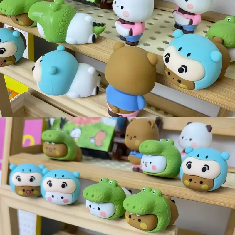 Nuevos lindos adornos de escritorio Bubu Dudu Yier Panda Bear figuras de Anime accesorios de coche decoración del hogar figuritas de dibujos animados