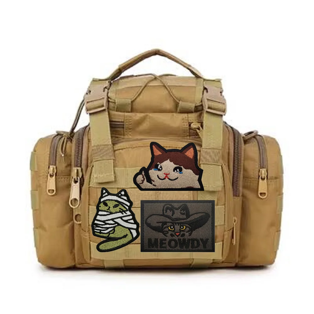 Cartoon Cat Collection Badge Sticker MEOWDY Glow-in-the Dark Ghost Cat Embroidered Cloth  for Outdoor Backpack Patches