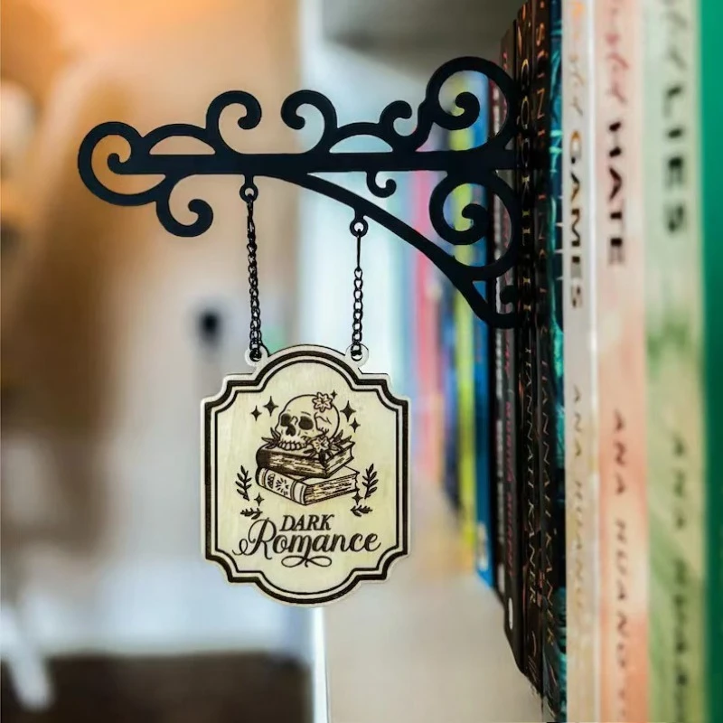 Wooden Craft Book Divider Creative Cultural Bookmark Separator Sign Carved Wood Slice Home Atmosphere Decoration Elegant Desktop view 2