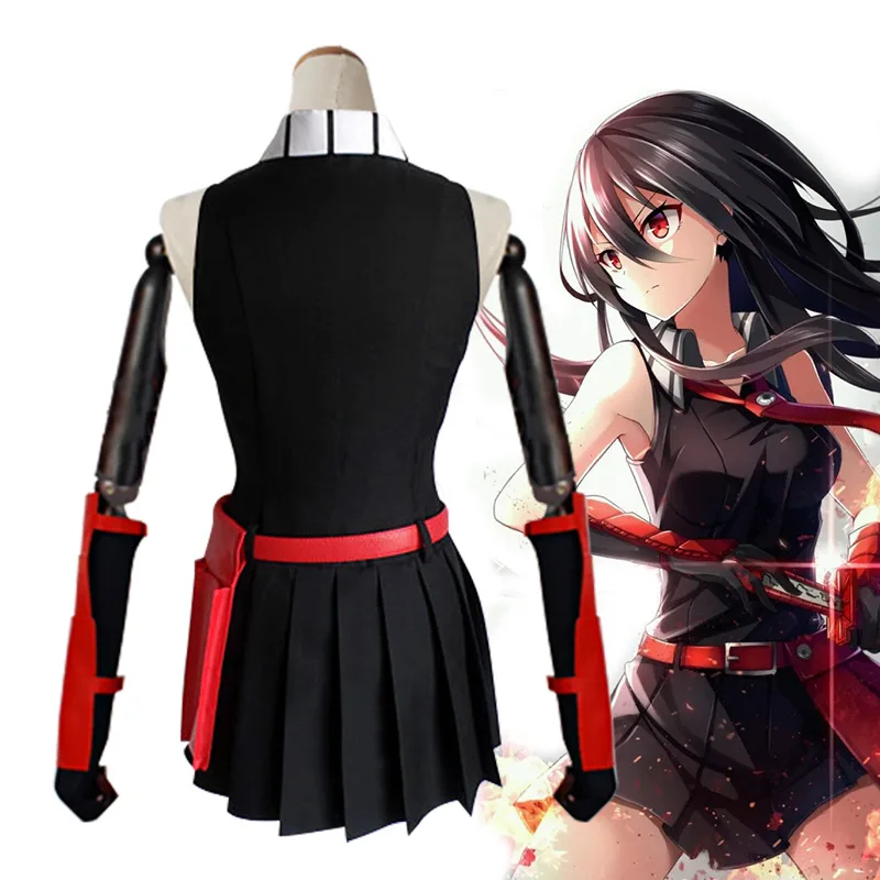 Anime Akame GA KILL, haute qualité Costume d'Halloween Cosplay Akame pour hommes et femmes, uniforme imbibé cool, ensembles d'accessoires, robe et chemise