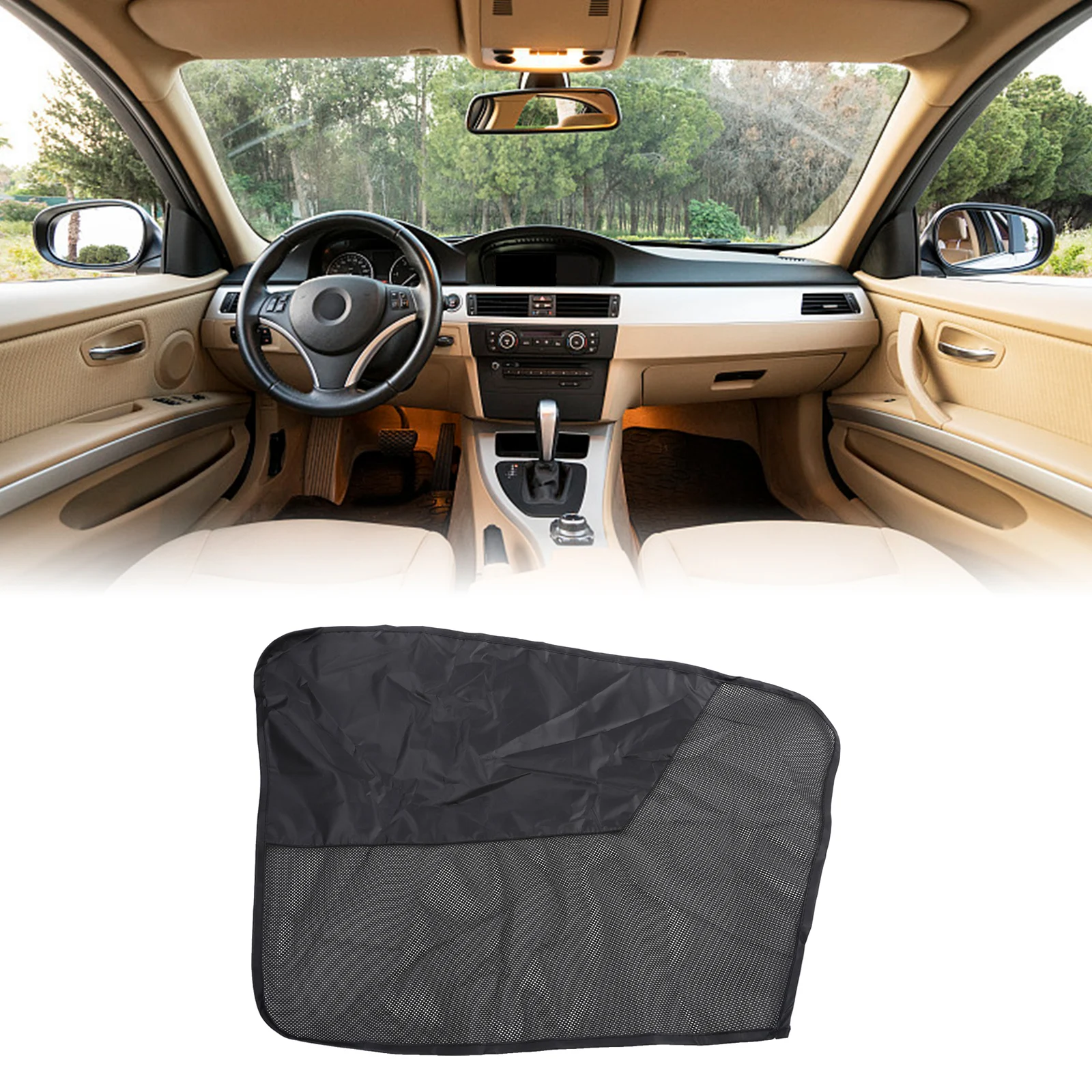 Black UV Block Visor Breathable Mesh Car Shade Sunshade Dual-Layer Design Customizable Shading Complete Sun Protection
