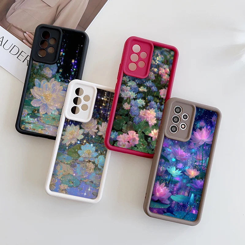 حافظة هاتف أنيقة مطبوعة على شكل زهرة اللوتس لهاتف Xiaomi 17 PRO MAX 15T Pro 15 Ultra 14 T 13 12 T 11 Lite 5G غطاء ناعم من الزهور Fundas