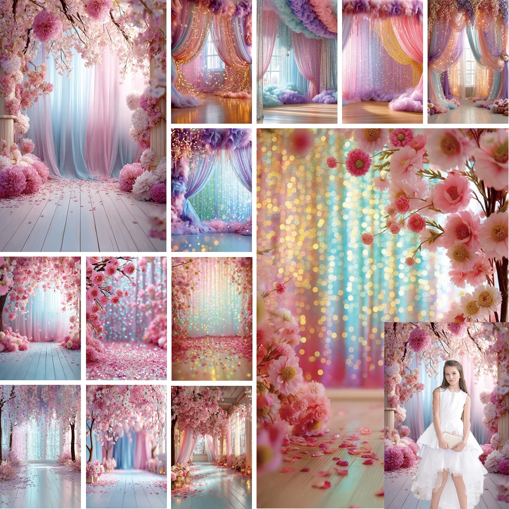 

MOON.QG Flower Wedding Backdrop Anniversary Living Room Baby Girls Birthday Floral Valentines Photography Background Home Video