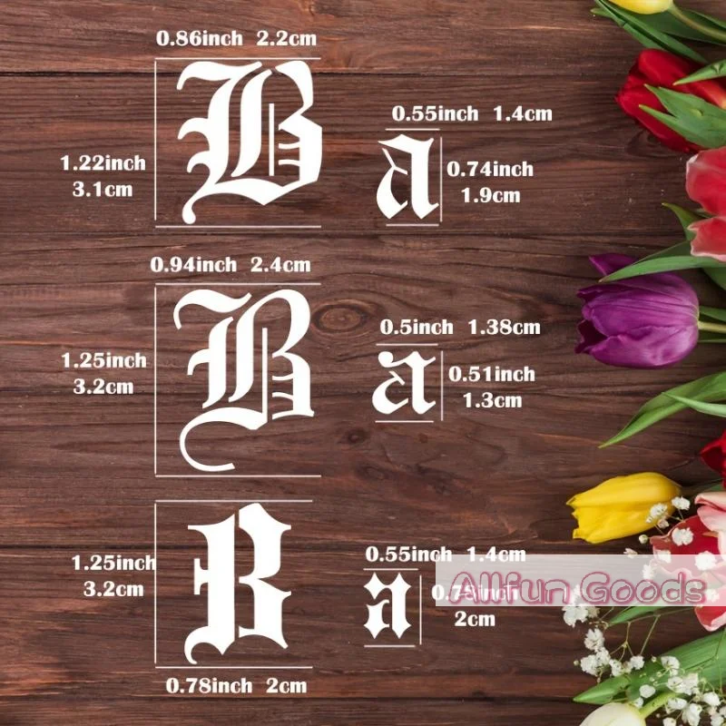 [TG835]Gothic Calligraphy Stencil, 6-Pack Reusable Old English Letter Number Template For DIY Painting, Craft, Scrapbooking
