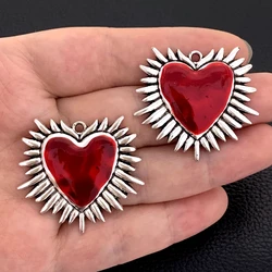 4pcs 36*33mm Zinc Alloy Enamel Thorns Love Charms Pendant Designer Charms Fit Jewelry Making DIY Jewelry Findings