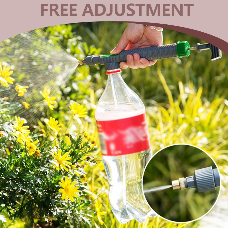 Adjustable High Pressure Air Pump Beverage Bottle Sprayer Watering Flower SprinklerSprinkler Atomizer Nozzle Gardening Tools