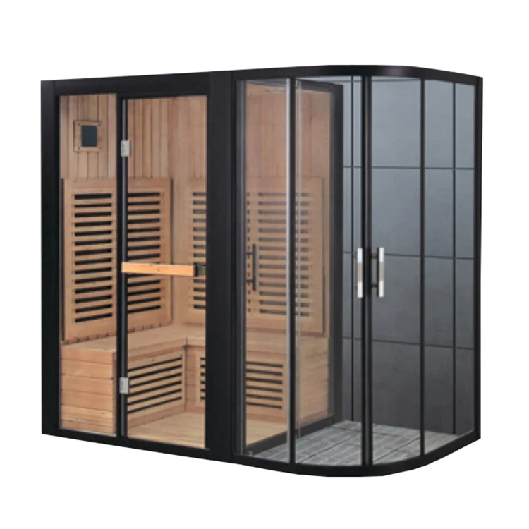 Moderne buitensauna Turkse douche Luxe sauna 6-persoons Droge binnenstoom Infrarood kastverwarming Seks Sauna Spa