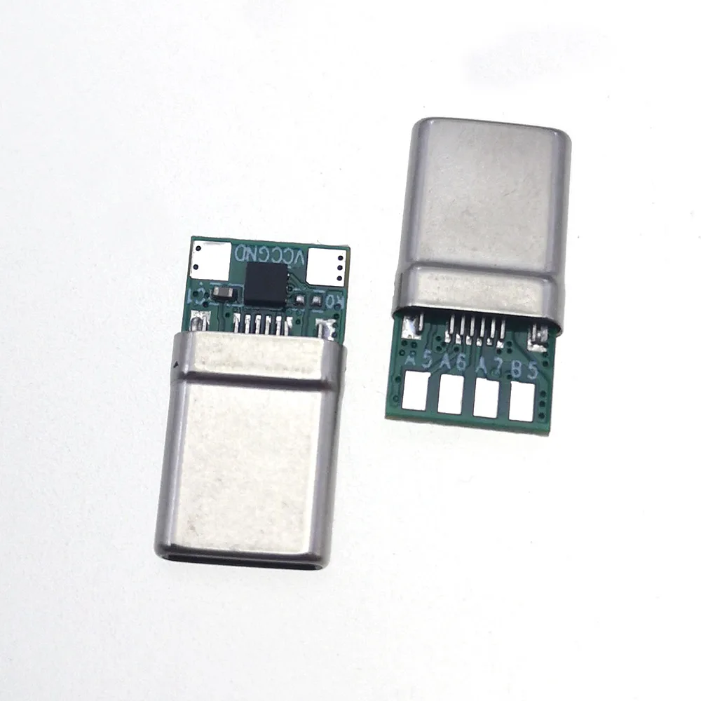 Enchufe de soldadura USB 3,1 tipo C de 6 pines, conector macho para bricolaje, placa de PC, PD100W, 60W, 40W, 5A, Cable de carga de alta potencia