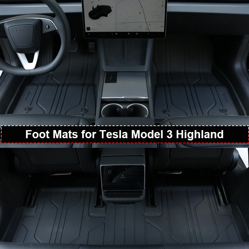 

New Model 3 Floor Mats for Tesla Model 3 Highland 2024 Foot Pad with Carpet TPE Front Rear Trunk Mat Car Protector Accessories