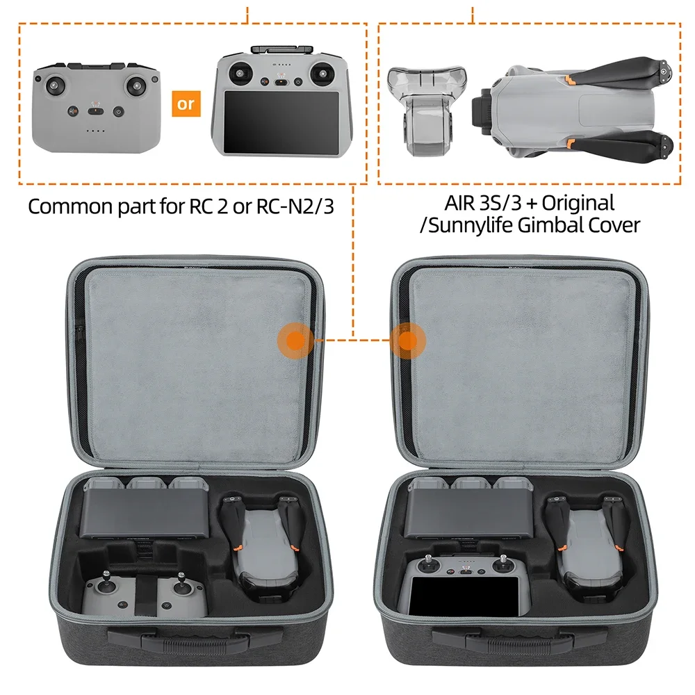 For DJI AIR 3S/Air3 Storage Bag, Portable Crossbody Bag, Air3 Body Remote Control Bag (RC2/RCN3/2/1), Dropproof Carrying Case