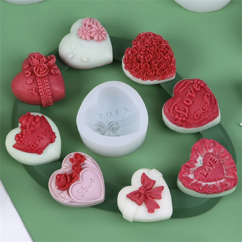 2023 Valentine's Day Candle Silicone Mold Heart-shaped DIY Candle Soap Mold Kitchen Chocolate Making Mould Jelly Pudding Baking