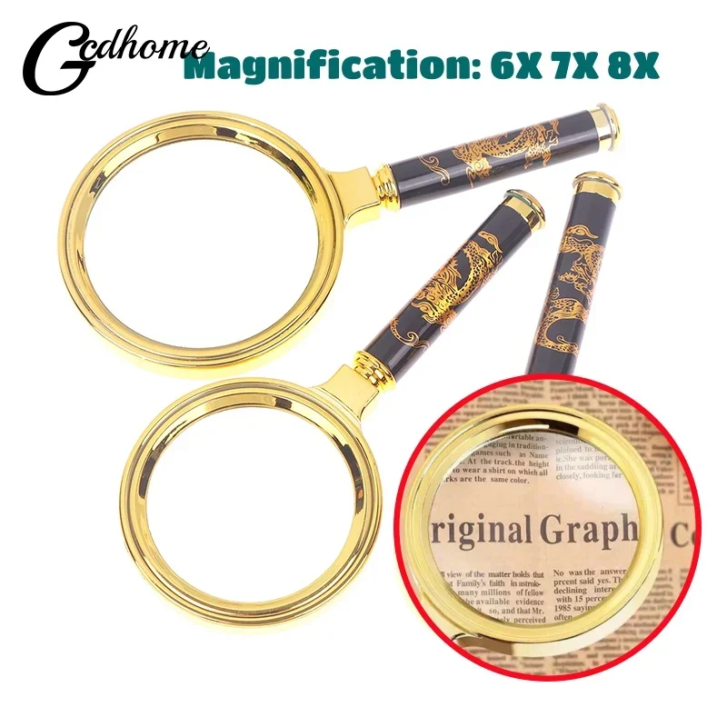60/70/80mm Magnifying Glass 6X 7X 8X Handheld Magnifier With Handle For Home Learning Reading And Fault Finding