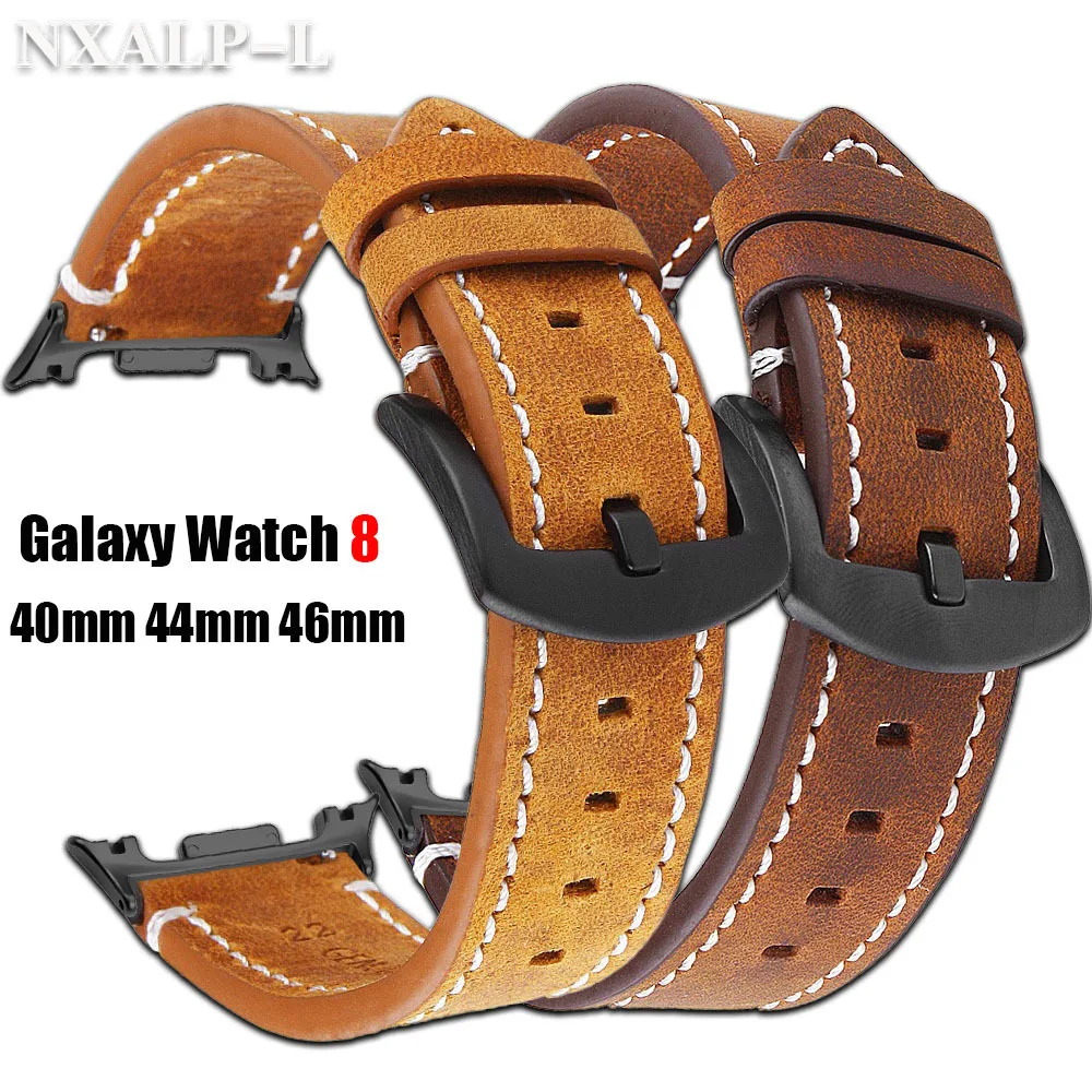 Retro-Rindsleder-Uhrenarmband für Samsung Galaxy Watch 8 Classic 46 mm 44 mm 40 mm Ersatzarmband für Samsung Watch 8 Ultra2-Armband