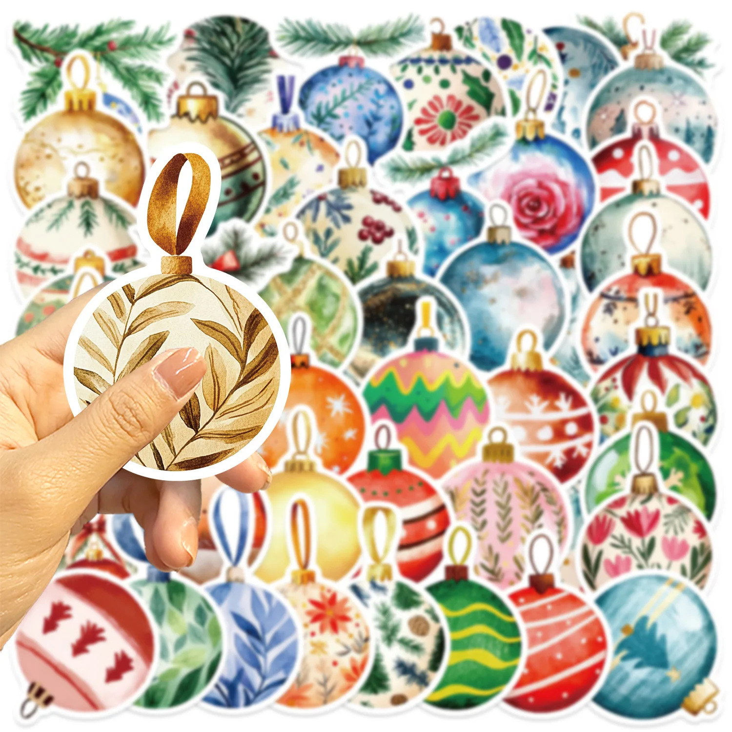 10/30/56PCS Cartoon Christmas Tree Holiday Ball Sticker DIY Decoration PVC Waterproof Skateboard Notebook Graffiti Toy