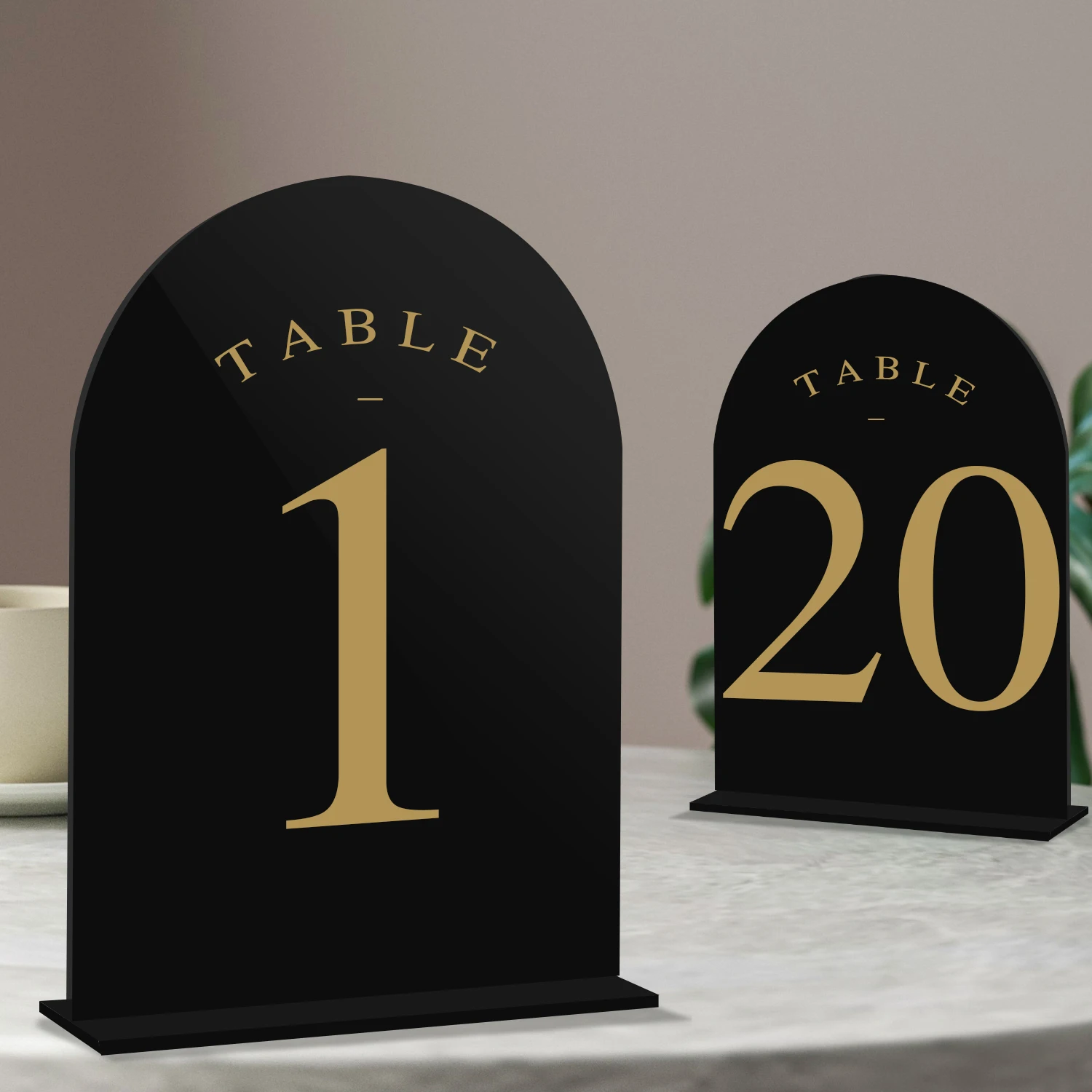 

Acrylic Table Numbers Cards 1-20 with Gold numbers Perfect Wedding Table Decorations Accessories Small Number Stand