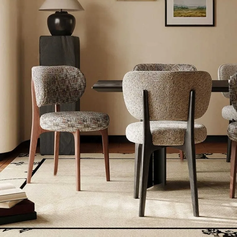 Nordic Solid Wood Dining Chairs,Retro Style Backrest Chairs for Home Use, Antique Style Hotel Restaurants, White Wax Wood Chairs