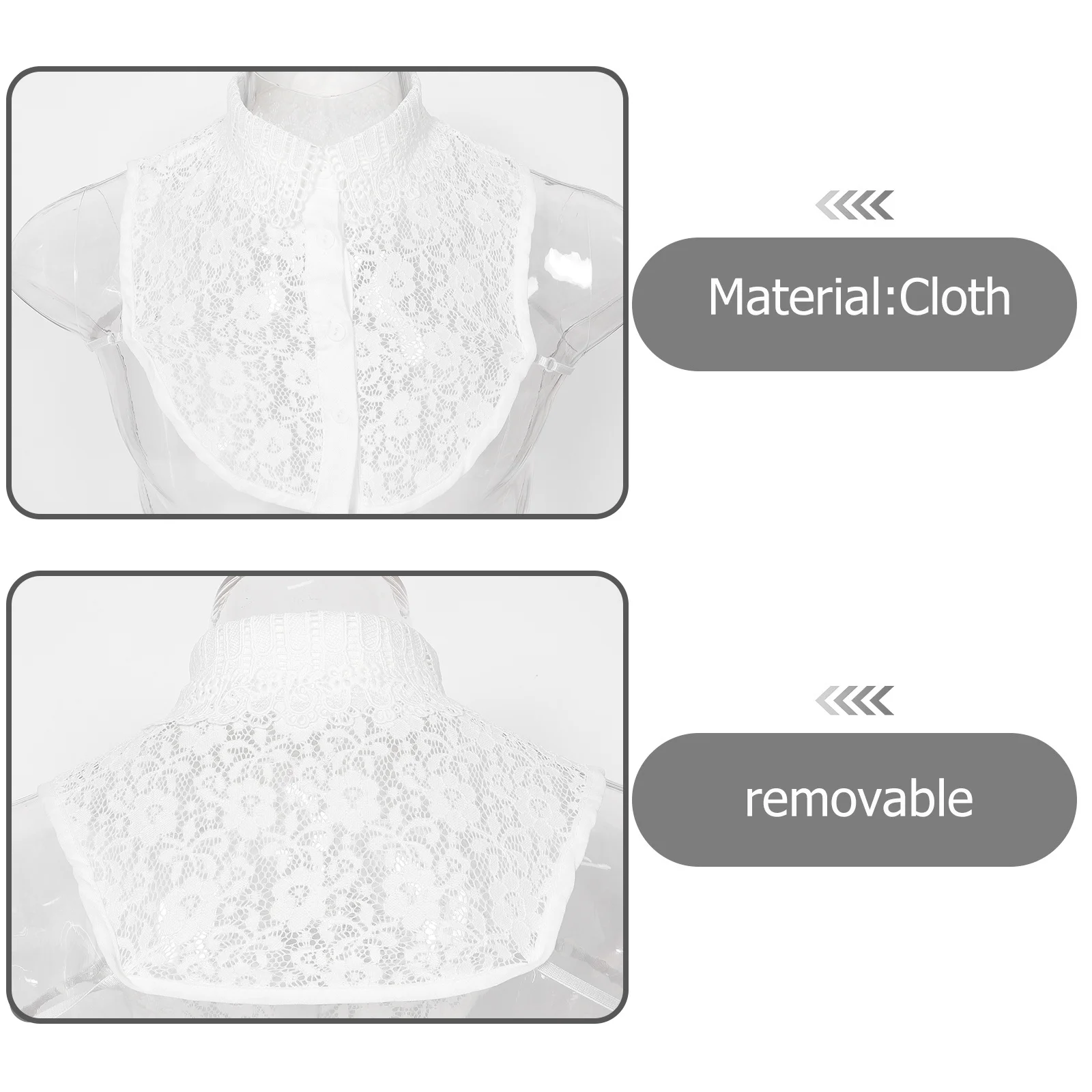المرأة الدانتيل وهمية طوق انفصال فو قميص بلوزة طوق سترة الموضة العنق ديكور الملابس التبعي أنيق أنيق